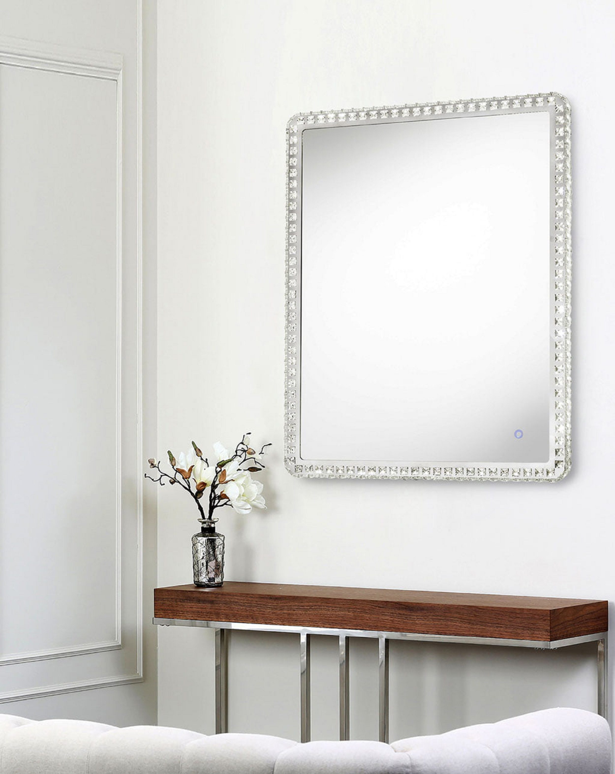 Marilyn Rectangular LED Wall Mirror in Chrome with Soft Glow