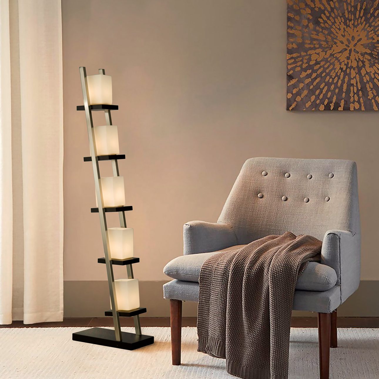 Escalier Floor Lamp in Espresso with Warm Glow