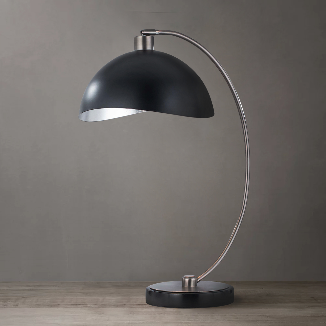 Luna Bella Table Lamp - Nickel/Matte Black/Silver Leaf