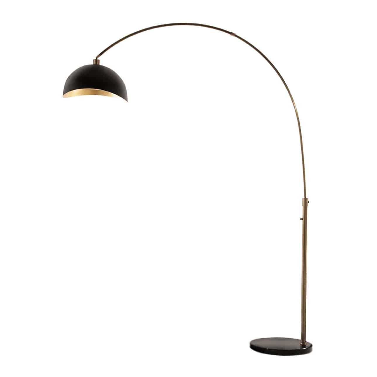Luna Bella Arc Floor Lamp - Brass, Matte Black & Gold Leaf Shade