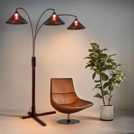 Original Natural Mica 3 Light Arc Floor Lamp - 86", Espresso Wood , Bronze & Amber Mineral Mica, Dimmer Switch, X-base