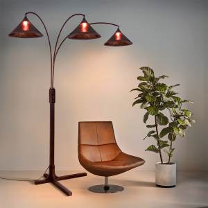 Original Natural Mica 3 Light Arc Floor Lamp - 86", Espresso Wood , Bronze & Amber Mineral Mica, Dimmer Switch, X-base