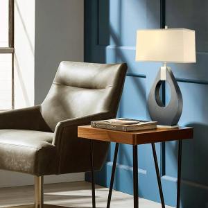 Pearson Table Lamp - 30", Pecan Wood & Brushed Nickel, 3-Way Rotary Switch