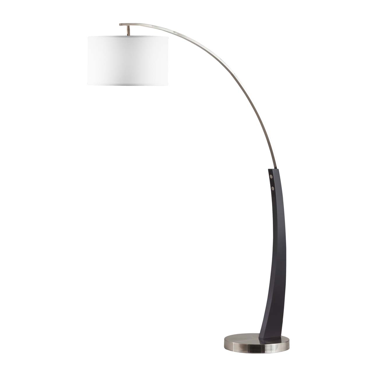 Plimpton Arc Floor Lamp in Brushed Nickel and Espresso