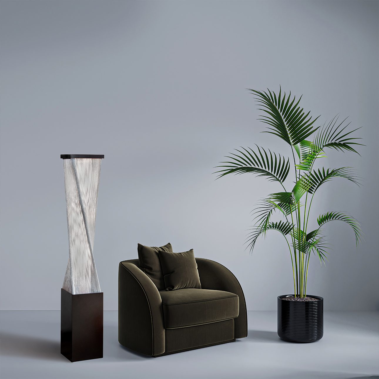 Torque Accent Floor Lamp in Espresso with Warm Ambient Glow