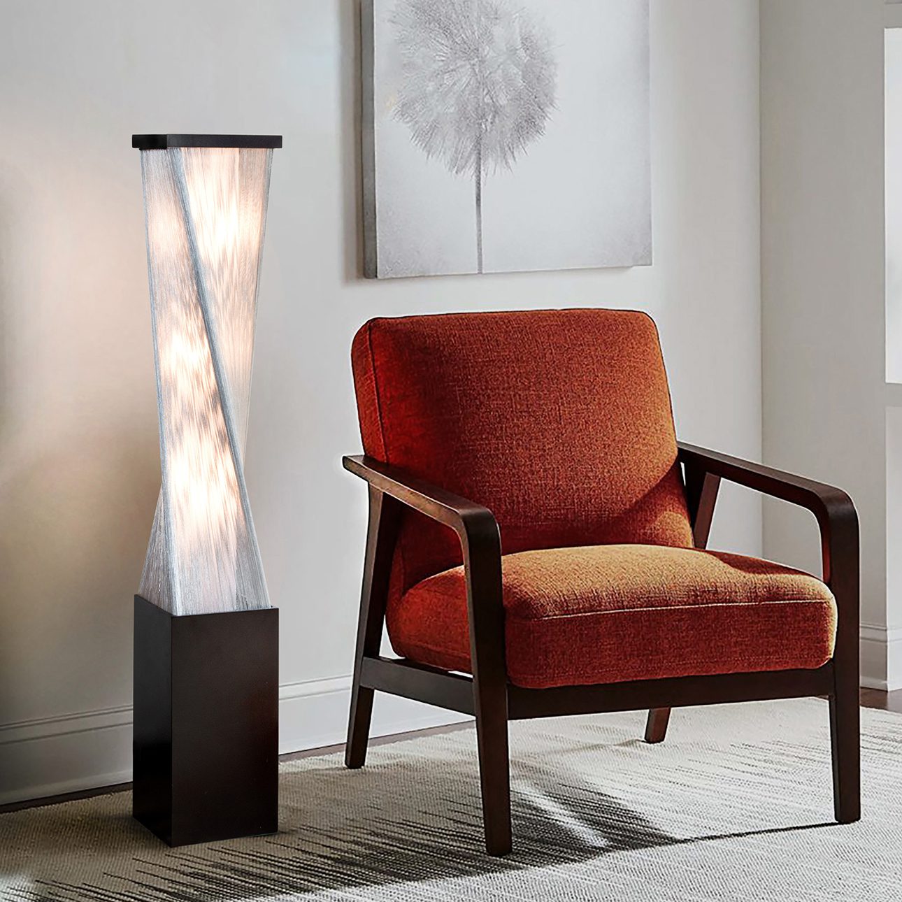 Torque Accent Floor Lamp in Espresso with Warm Ambient Glow