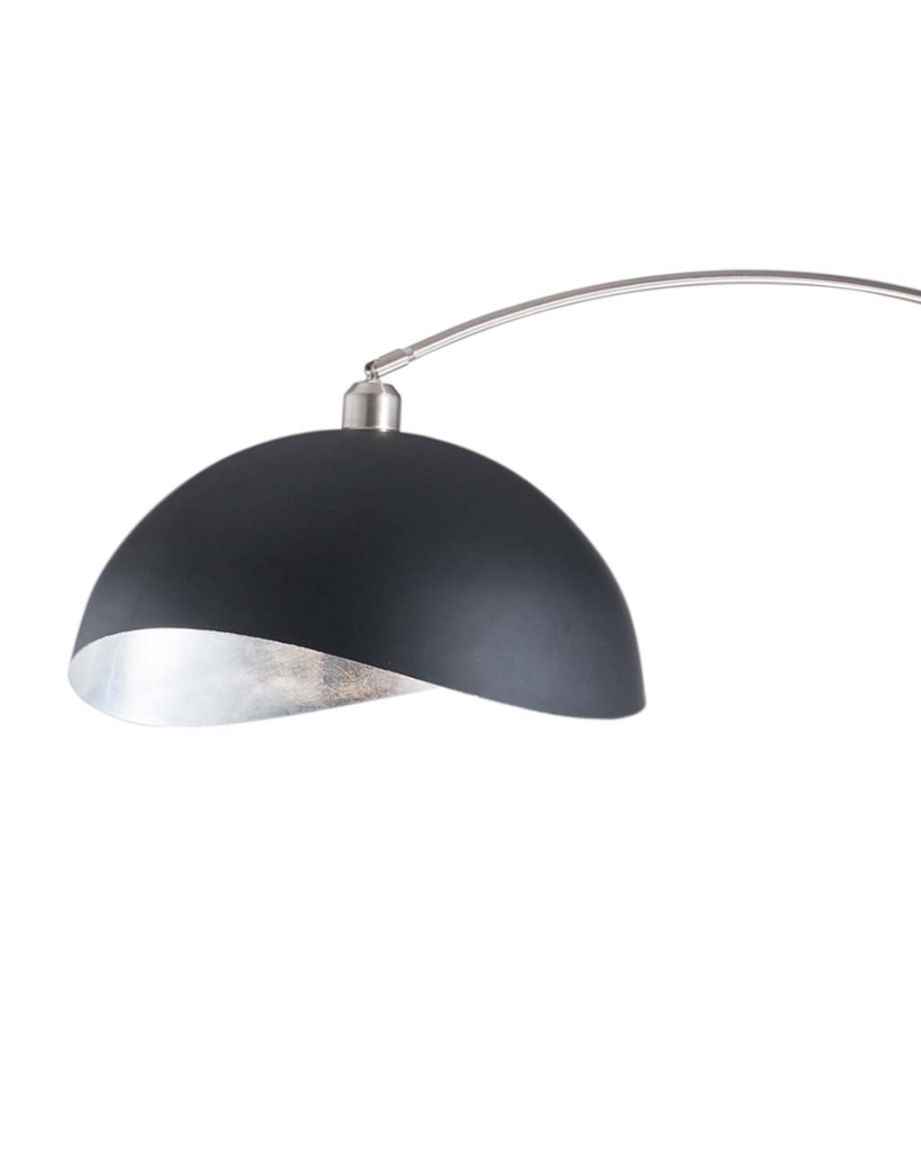 Luna Bella Arc Floor Lamp - Nickel, Matte Black & Silver Leaf Shade