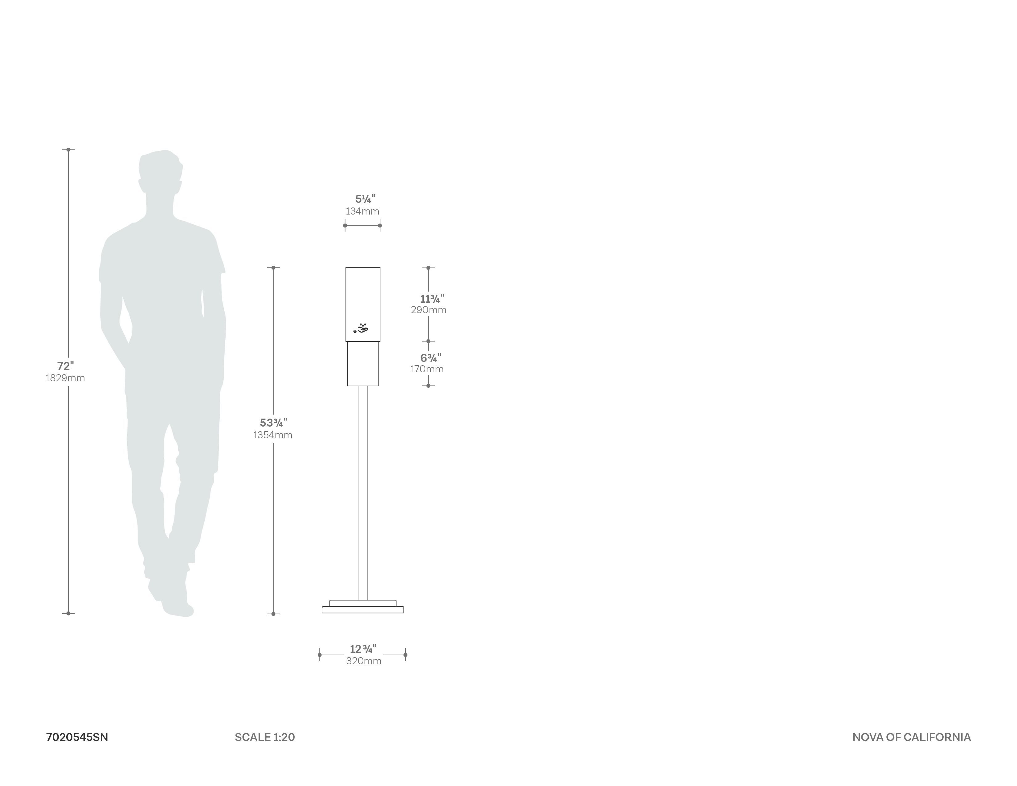 Luxe Floor Standing Touchless Hand Sanitizer Dispenser - Brushed Brass