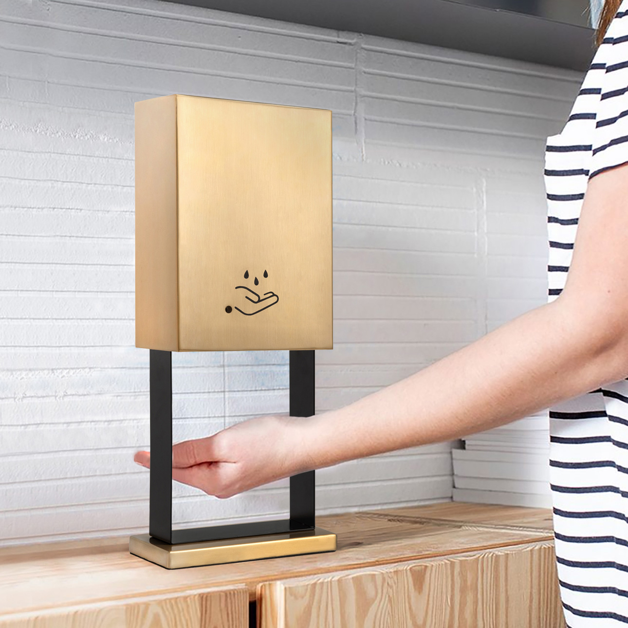 Luxe Hand Sanitizer Dispenser for Desk in Brass Finish