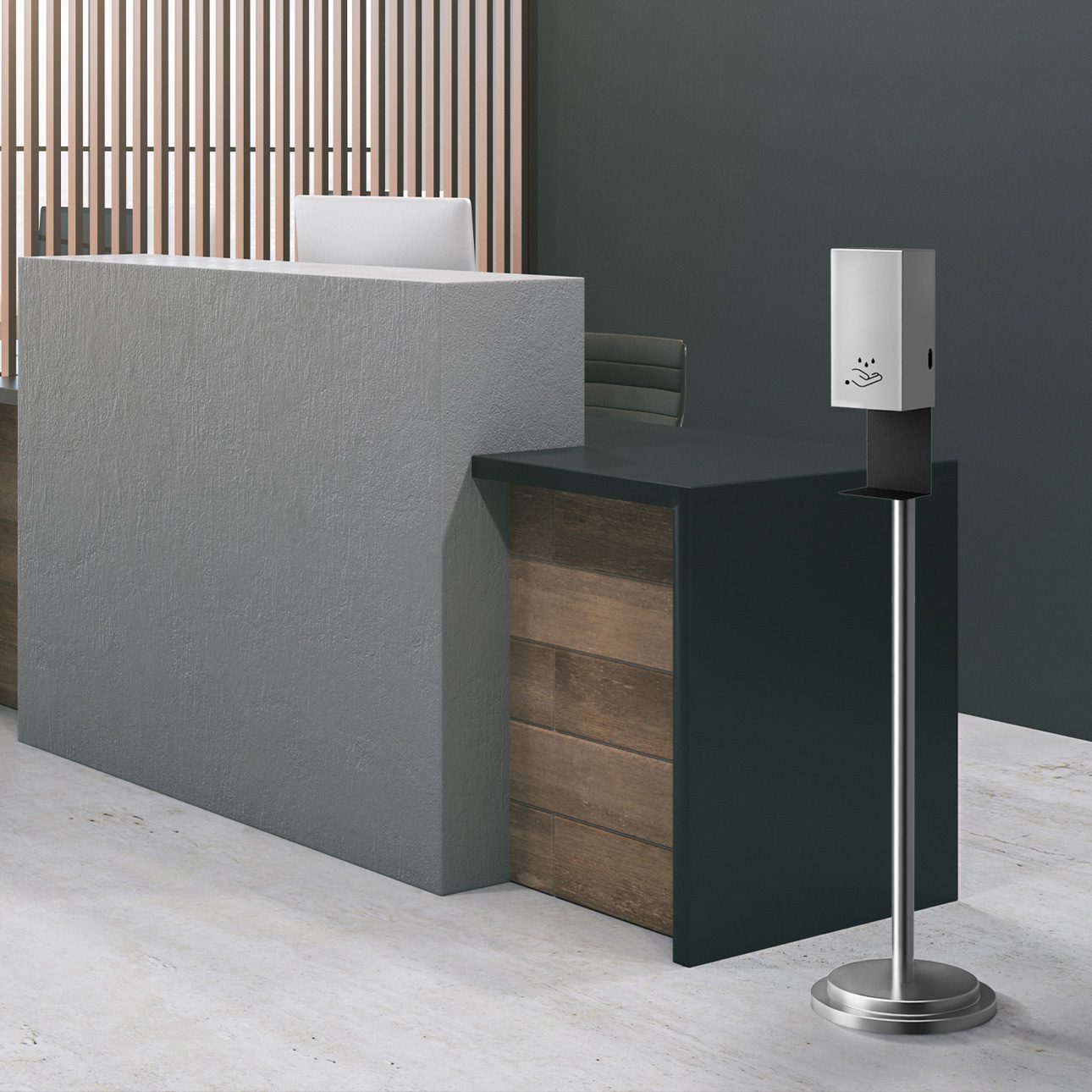 Luxe Floor Stand Hand Sanitizer Dispenser in Nickel