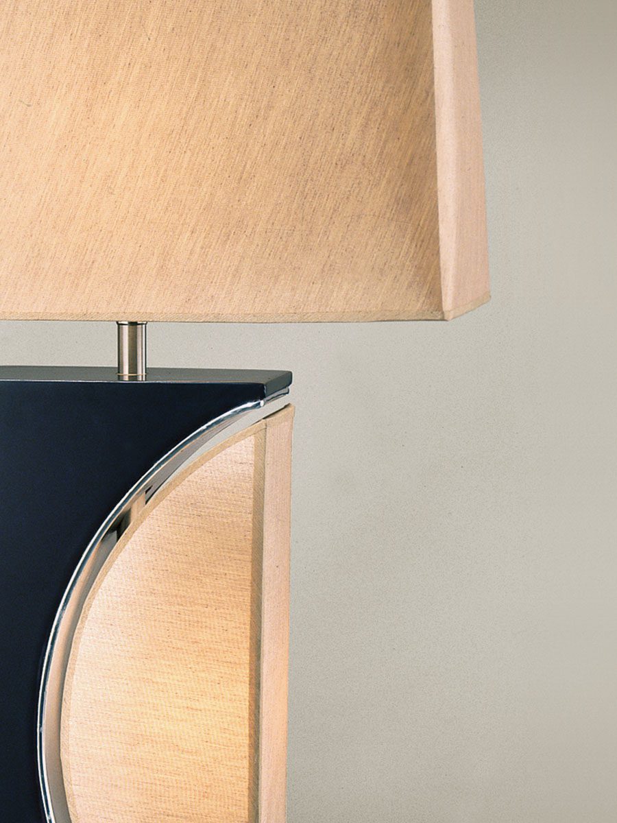 Half Moon Table Lamp in Dark Brown with Warm Glow