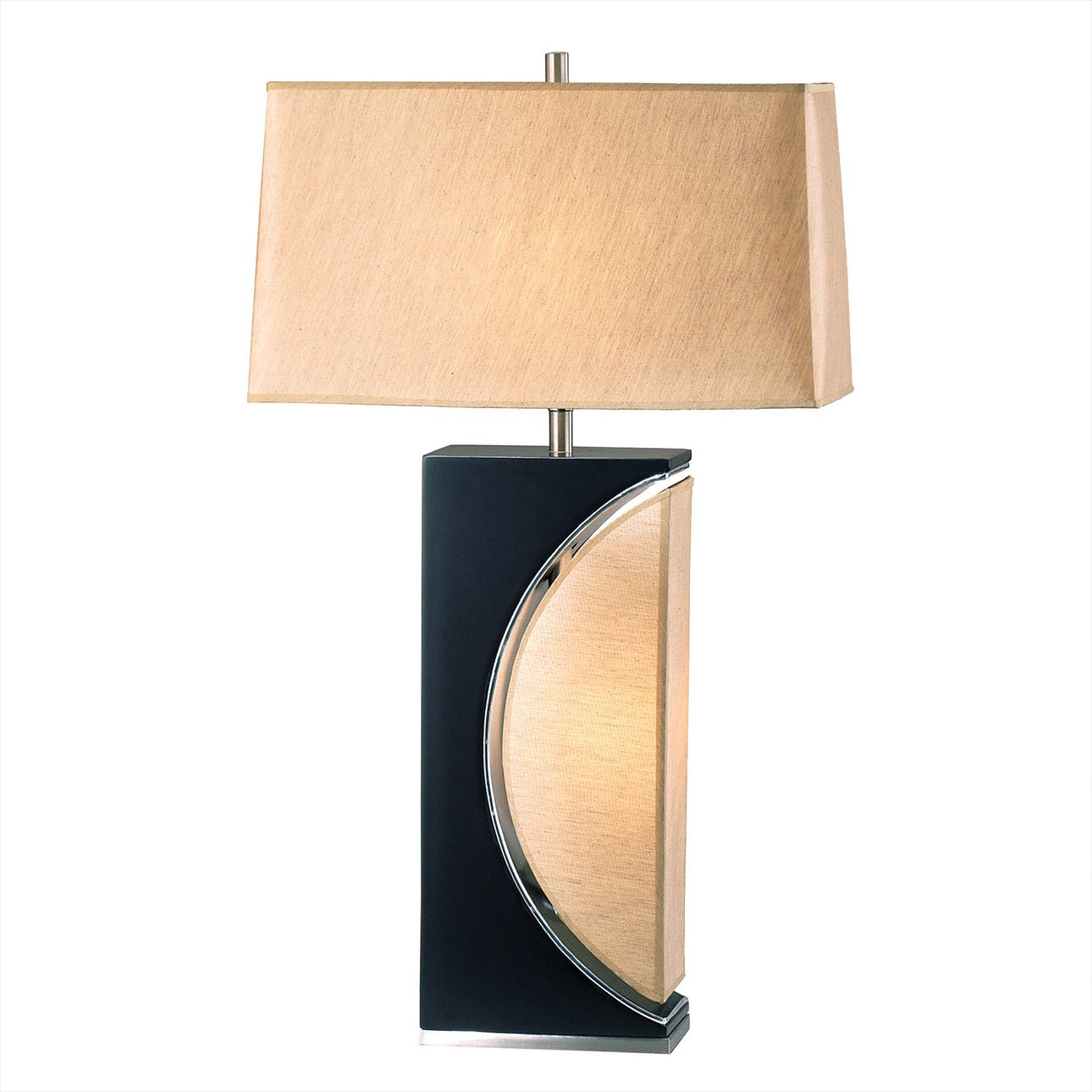 Half Moon Table Lamp in Dark Brown with Warm Glow