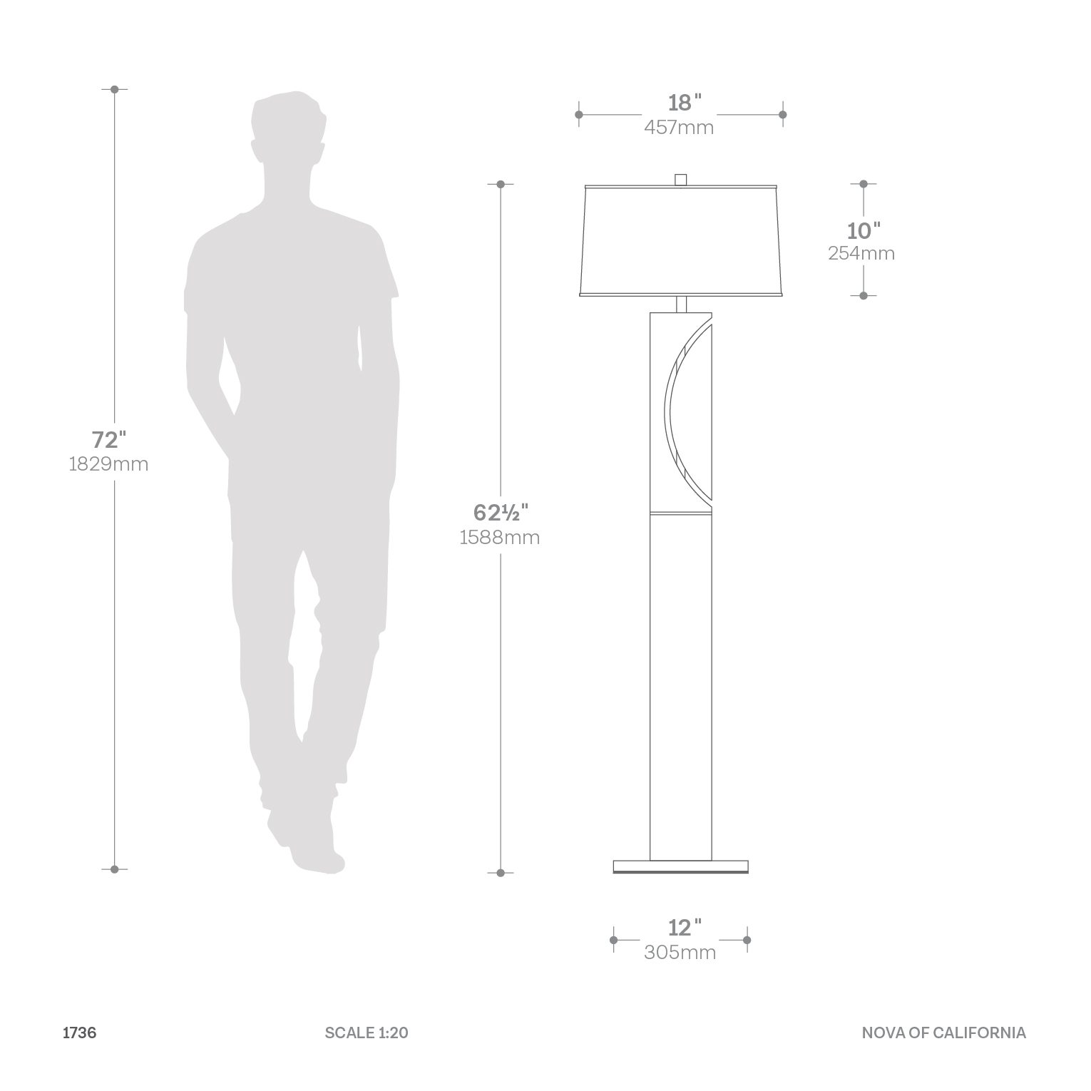 Half Moon Floor Lamp in Charcoal Gray with Warm Glow