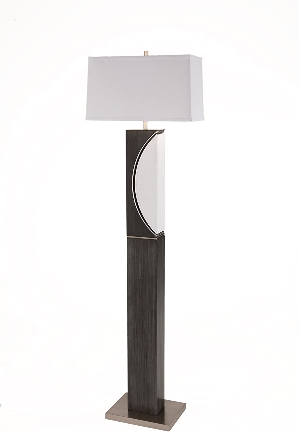 Half Moon Floor Lamp in Charcoal Gray with Warm Glow