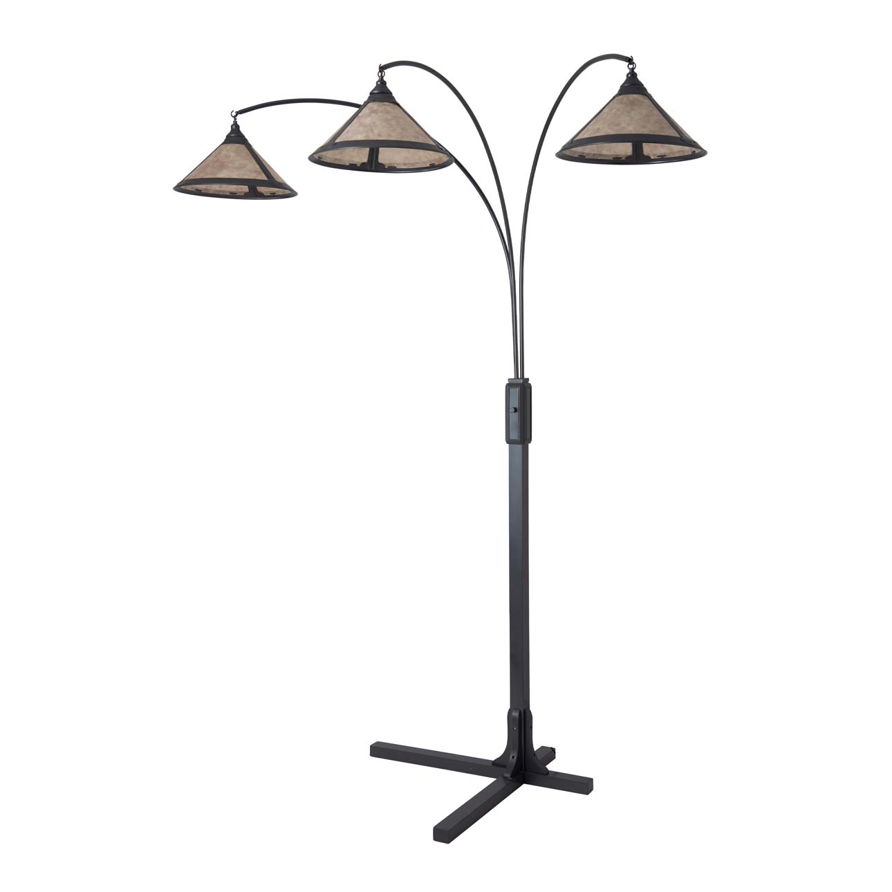 Original Natural Mica 3 Light Arc Floor Lamp - Charcoal Gray Wood