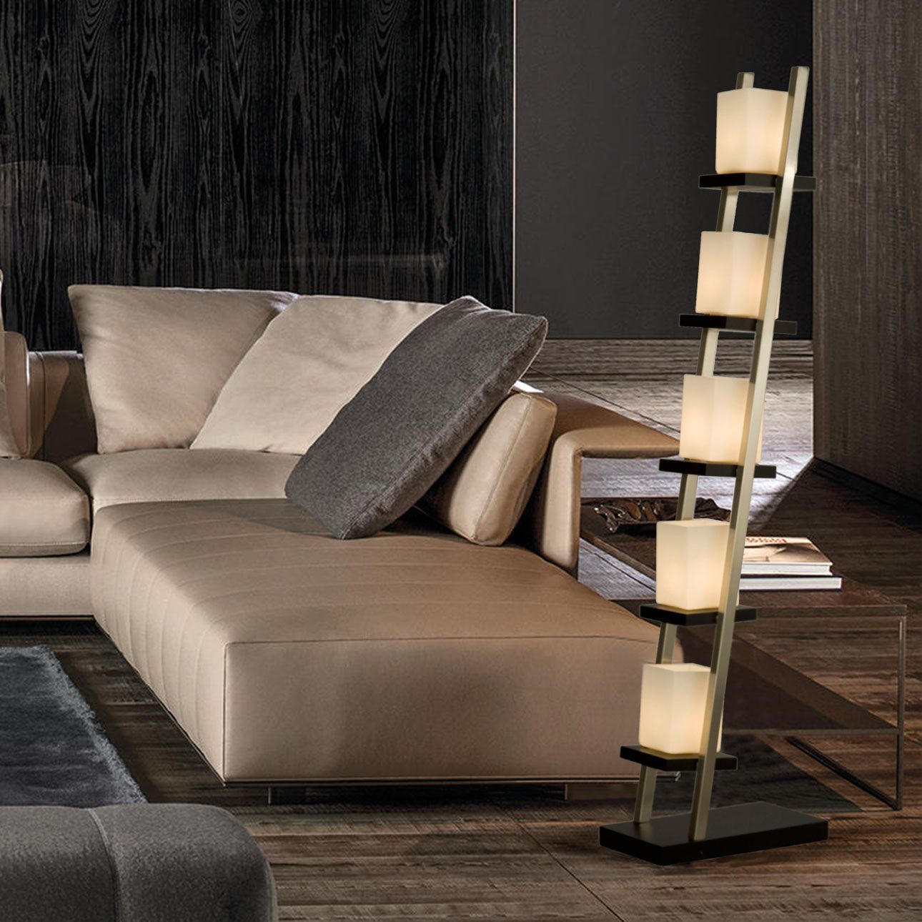 Escalier Floor Lamp in Espresso with Warm Glow