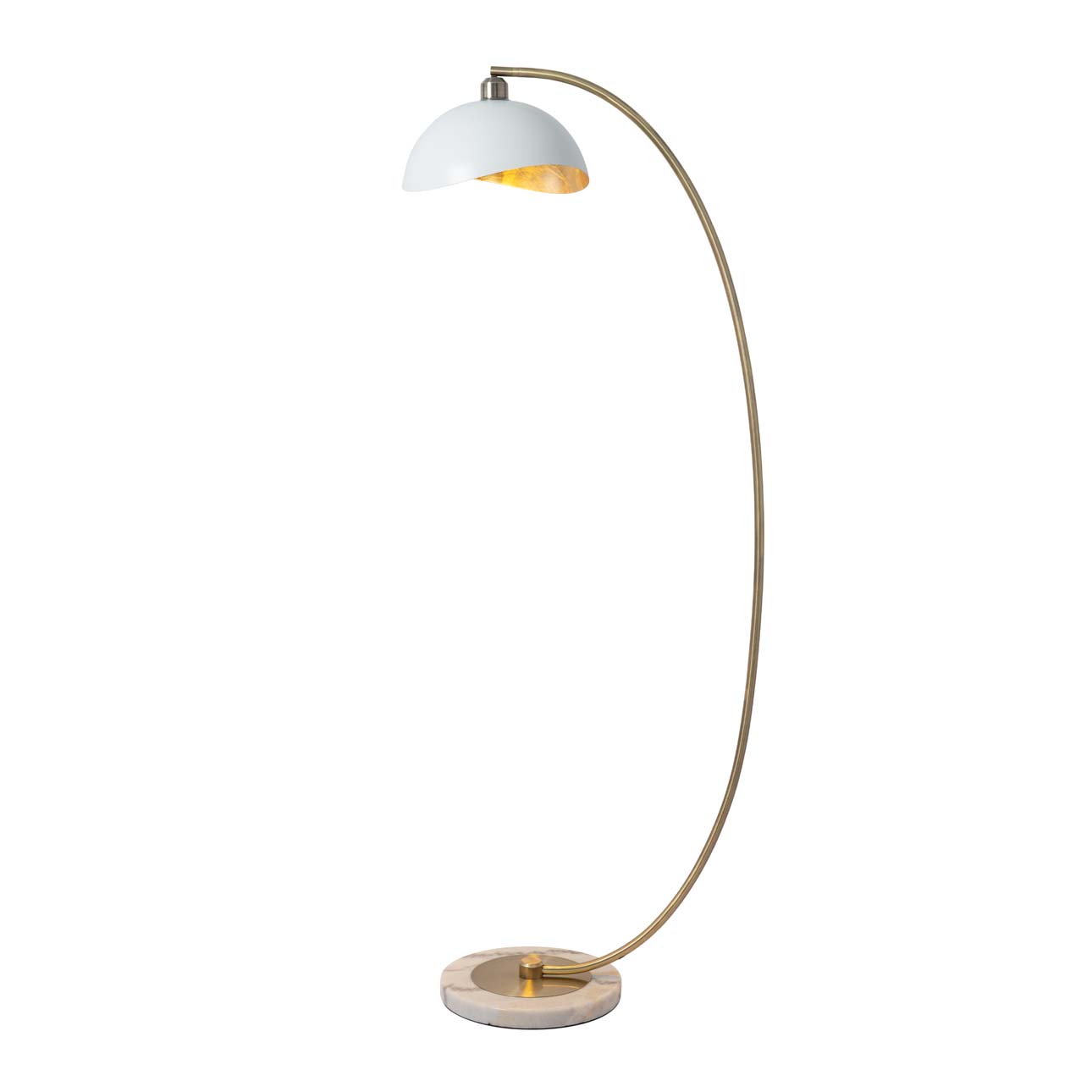 Luna Bella Chairside Arc Floor Lamp - Brass/Matte White/Gold Leaf