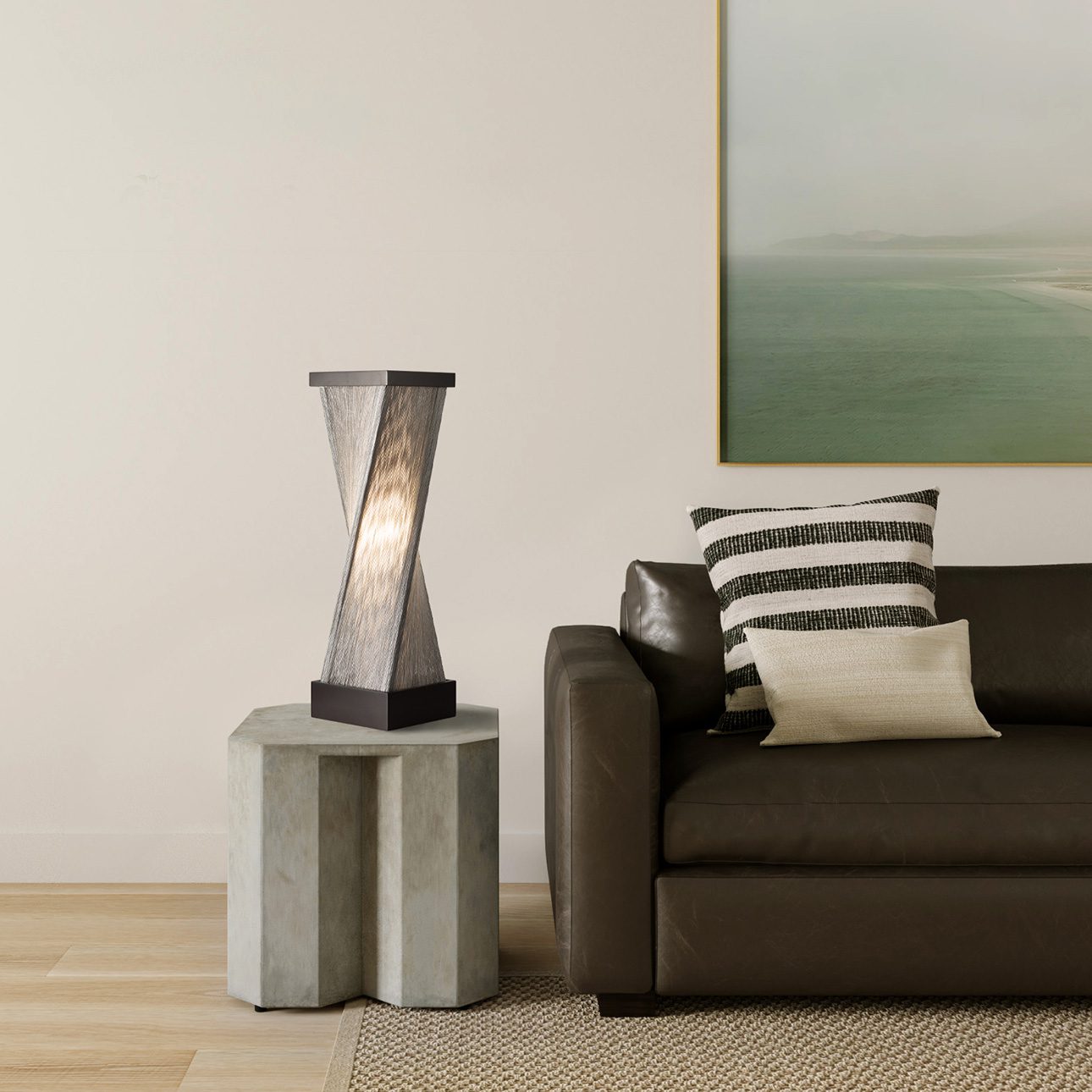 Torque Sculptural Table Lamp in Espresso with Warm Glow