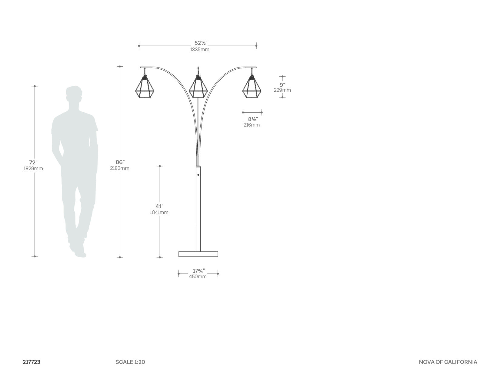 Artifact Natural Mica Three Light Arc Floor Lamp in Espresso Bronze