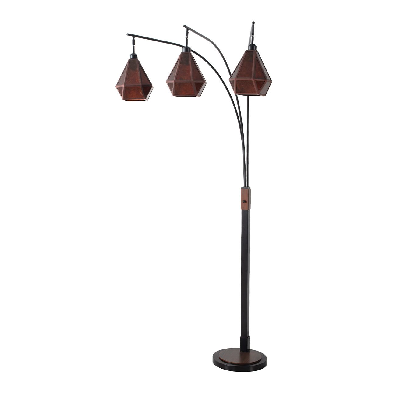 Artifact Natural Mica Three Light Arc Floor Lamp in Espresso Bronze