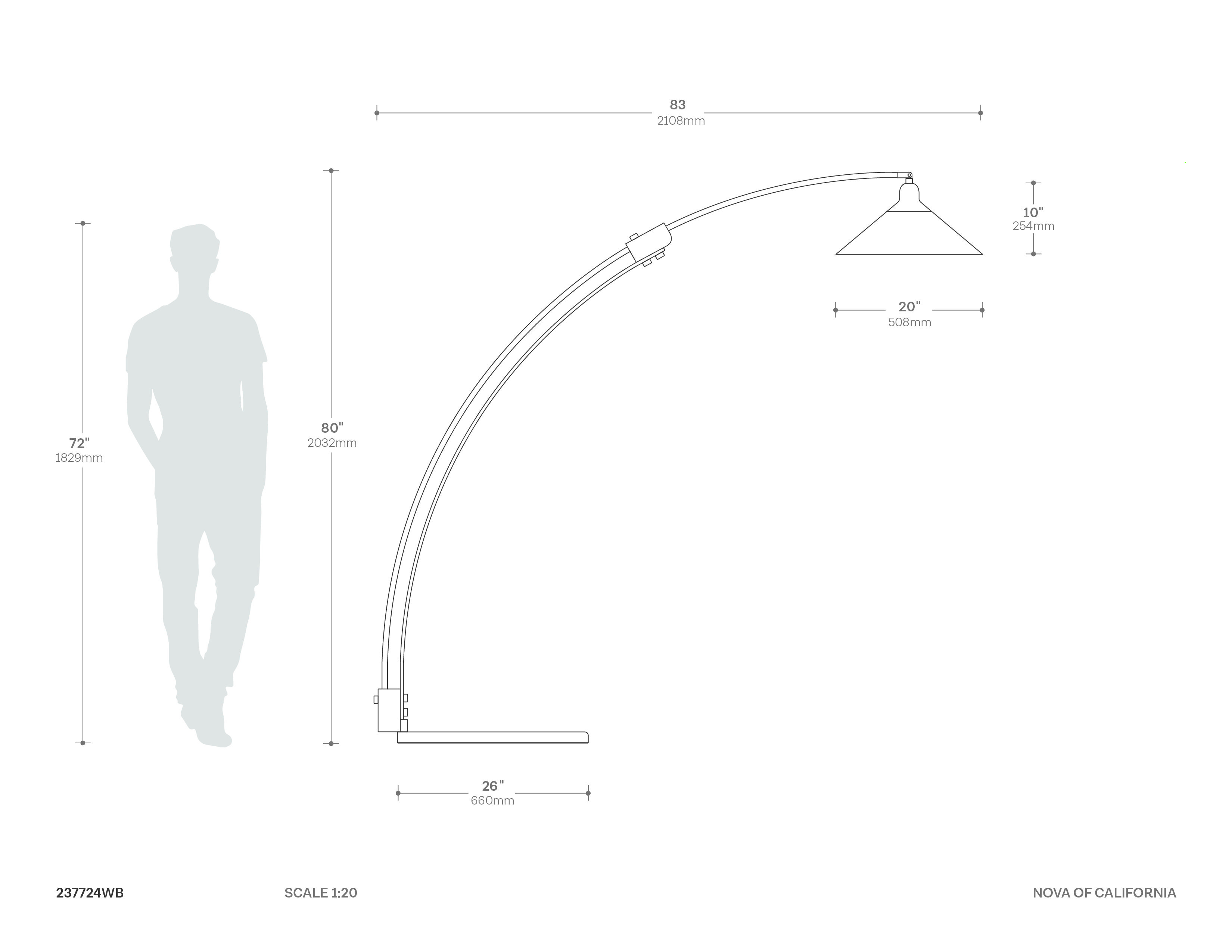 Melmar Arc Floor Lamp in Brass with Warm Glow