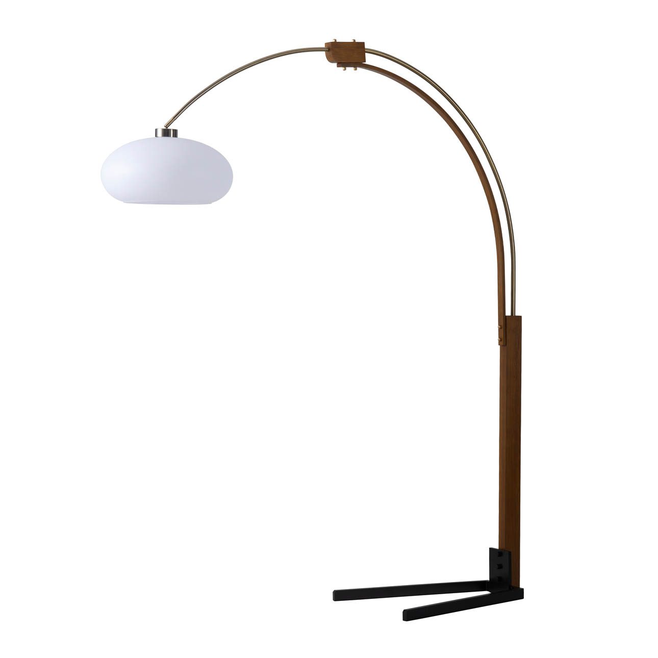 Original 1961 Morelli Arc Floor Lamp - Weathered Brass & Walnut