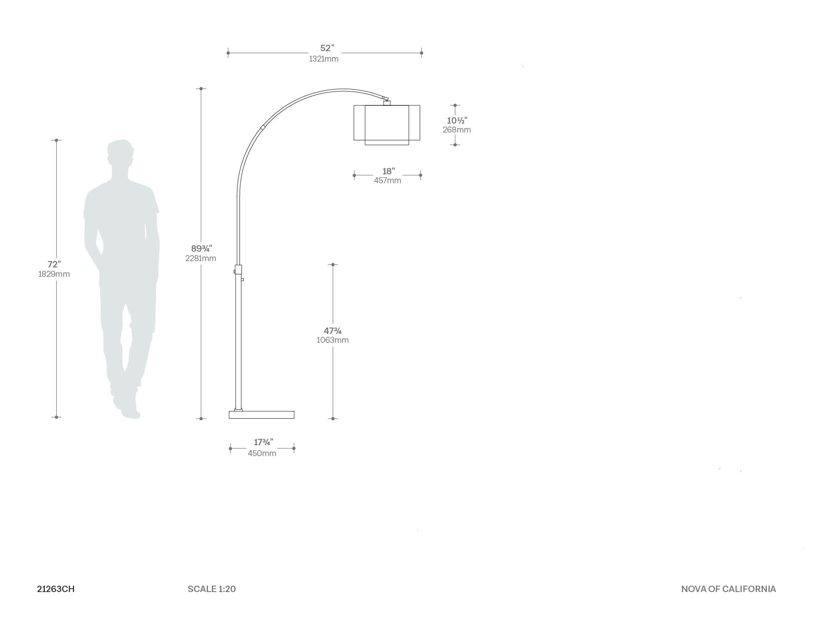 Marilyn Chrome Arc Floor Lamp with Modern Curve