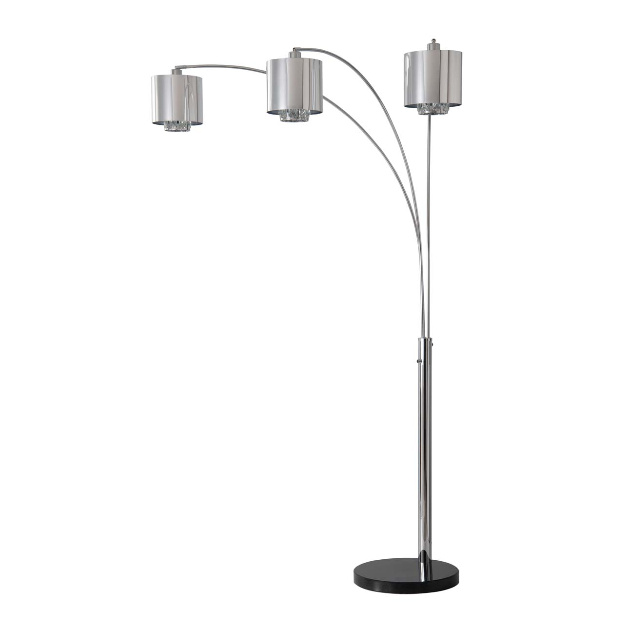 Marilyn Three Light Arc Floor Lamp in Chrome with Crystal Glow