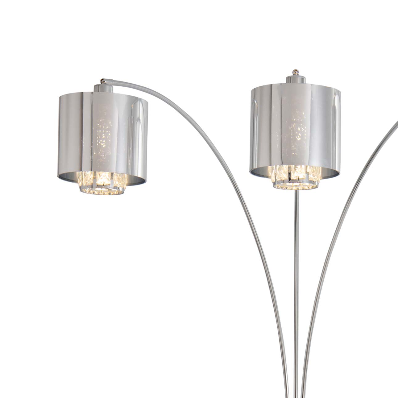 Marilyn Three Light Arc Floor Lamp in Chrome with Crystal Glow