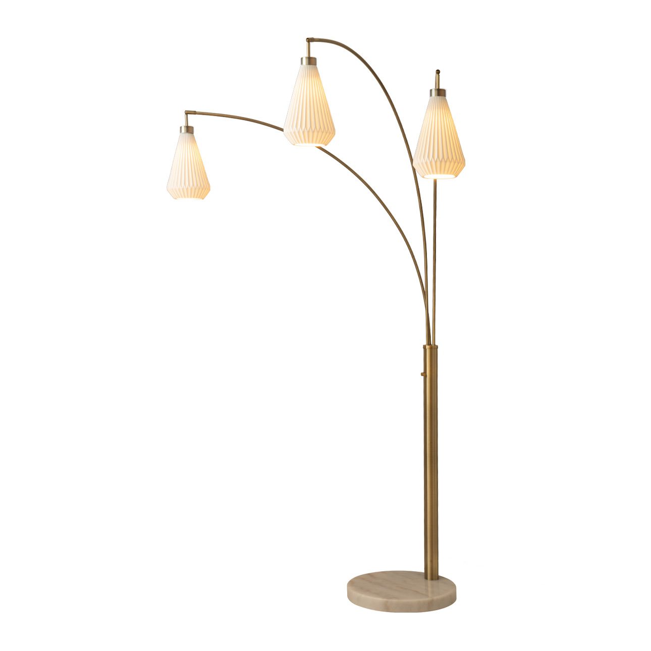 Concord Three Light Arc Floor Lamp with Warm Ambient Glow