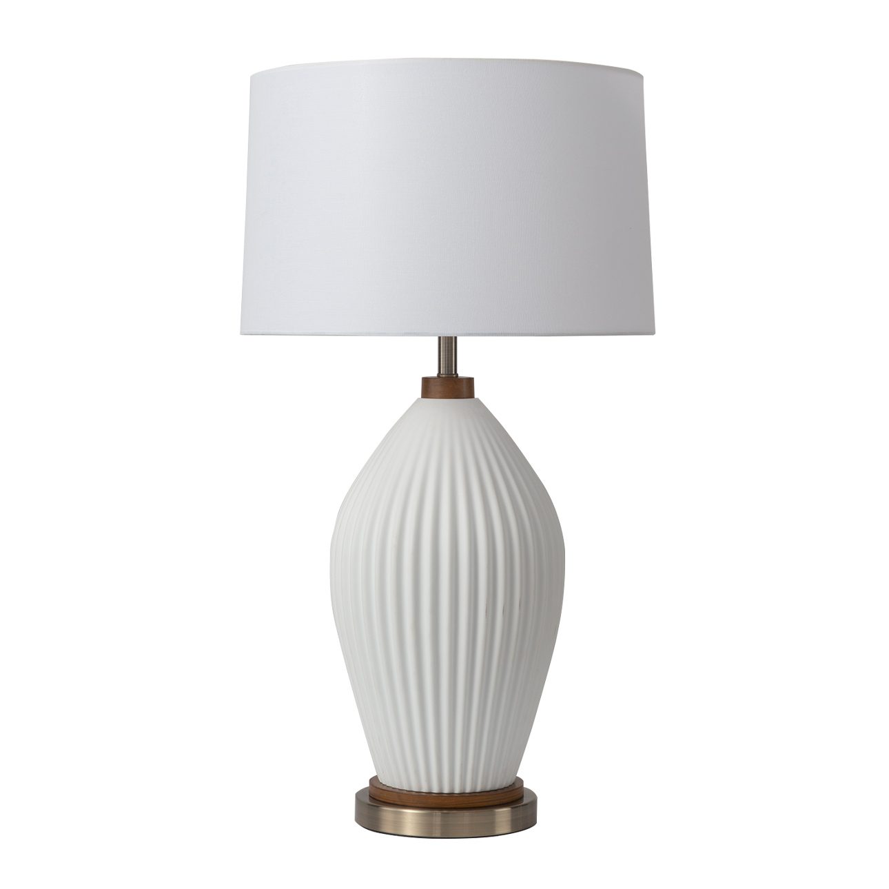 Santa Clara Porcelain Table Lamp in Brass and Walnut