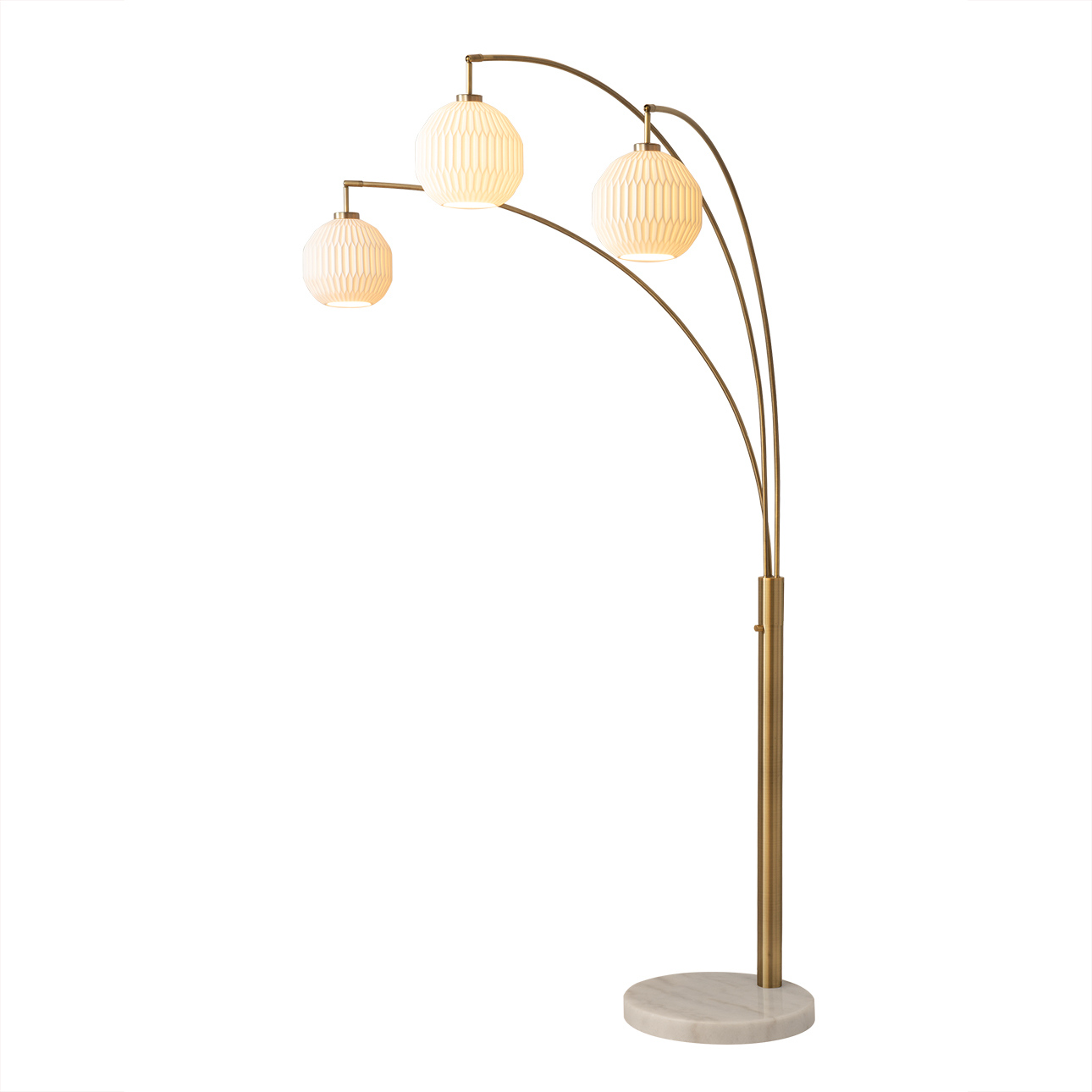 Moraga Three Light Arc Floor Lamp in Brass Finish