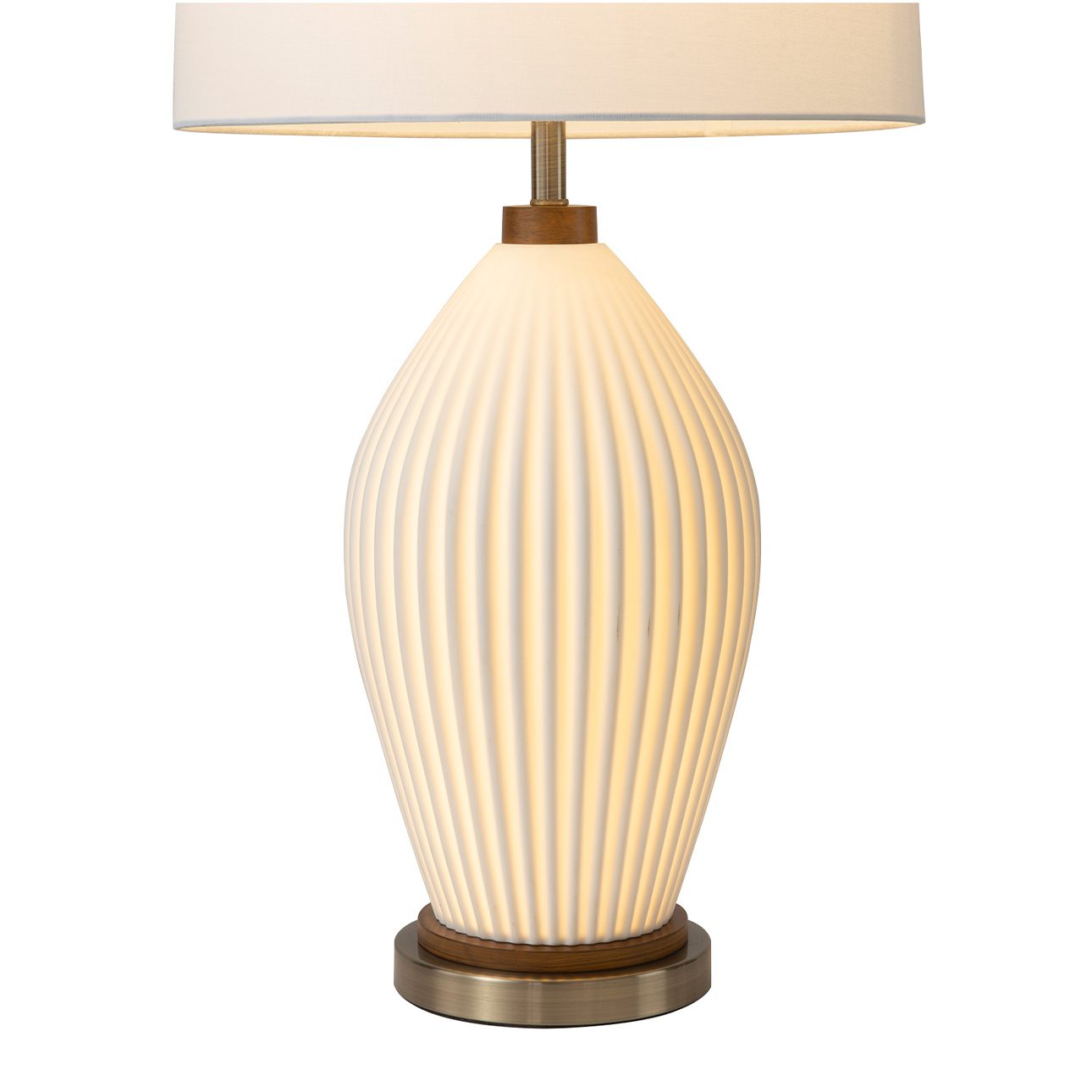 Santa Clara Porcelain Table Lamp in Brass and Walnut