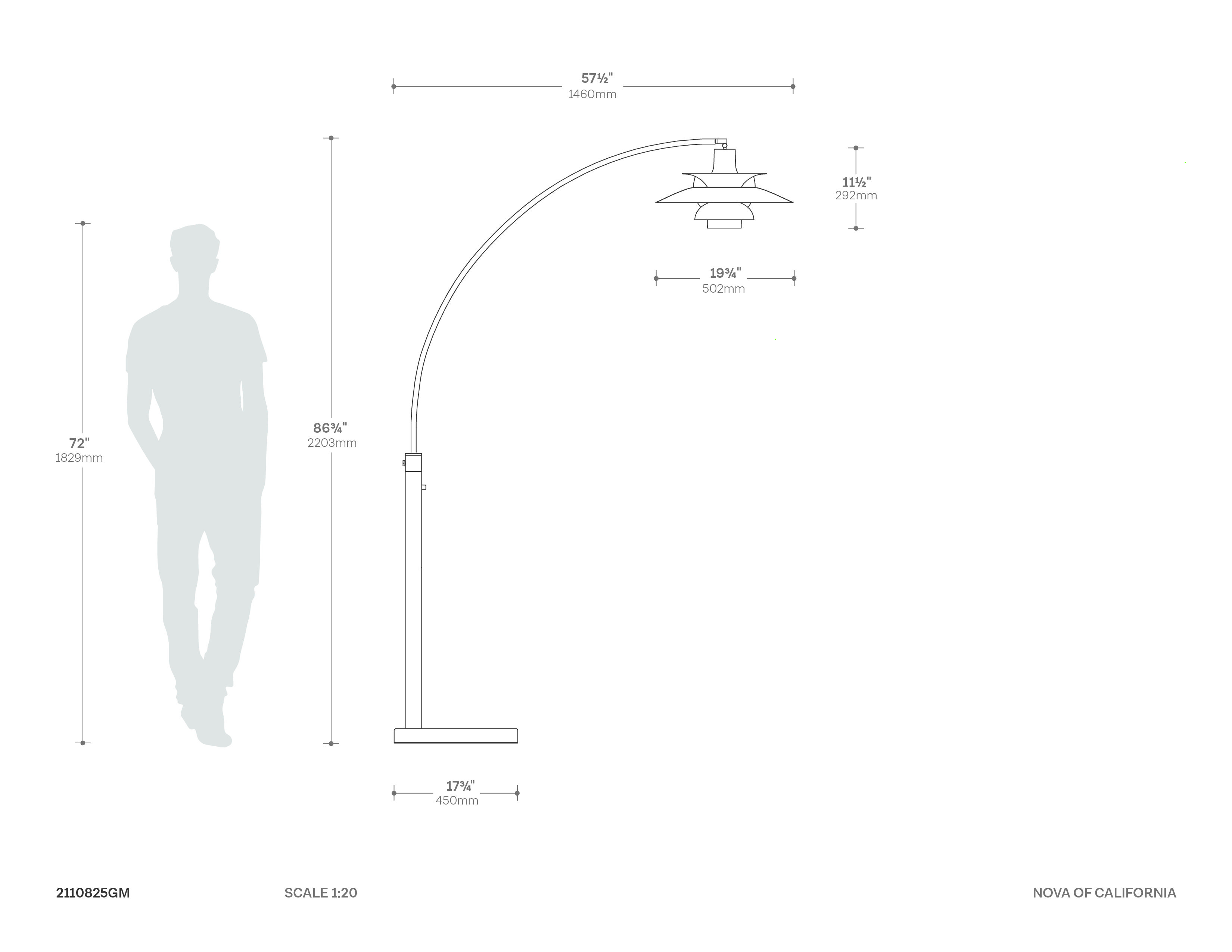 Palm Springs One Light Arc Floor Lamp in Gunmetal Greyscale