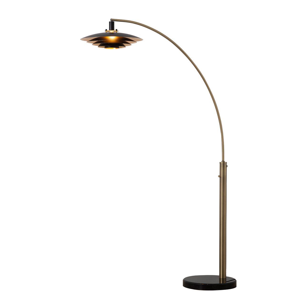 Rancho Mirage One Light Arc Floor Lamp in Brass Black Gold