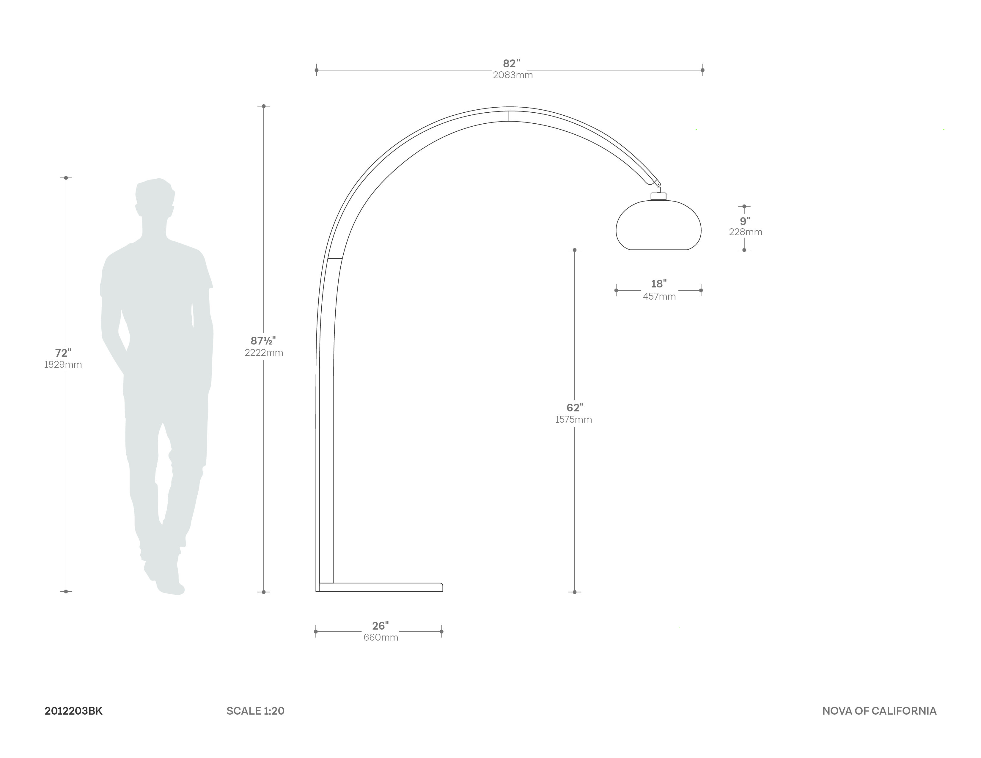 Vaulted Vintage Arch Lamp in Black Nickel Finish