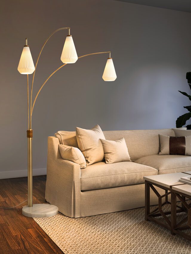 A Mid-Century Modern Classic: Translucent Bone Porcelain, Wood and Weathered Brass.