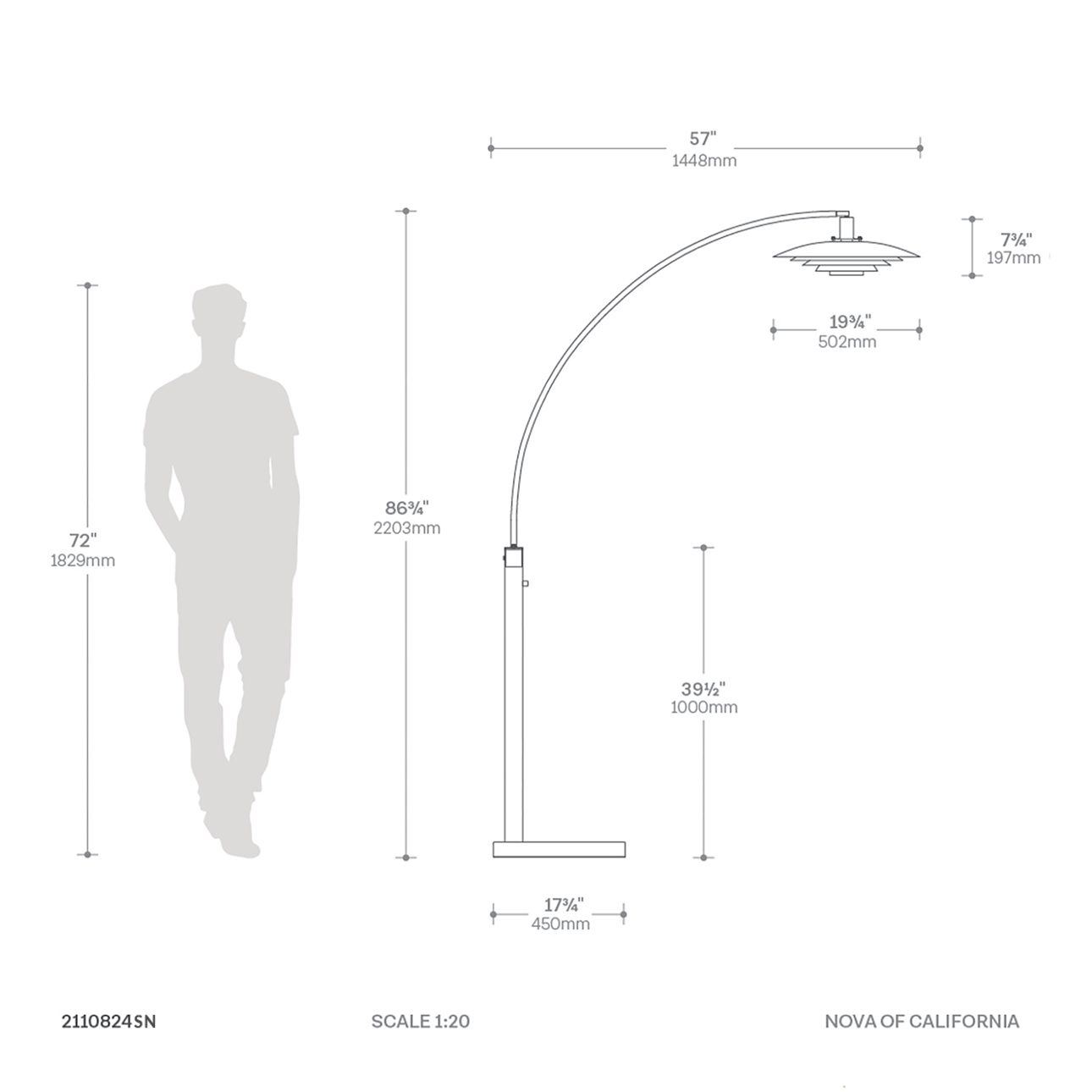 Rancho Mirage One Light Arc Floor Lamp in Nickel Black Silver