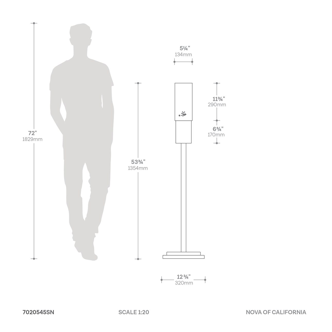 Luxe Floor Standing Touchless Hand Sanitizer Dispenser - Matte Black