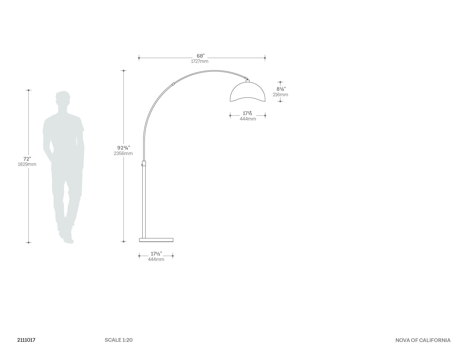 Luna Bella Arc Floor Lamp in White Marble and Gold Leaf Shade