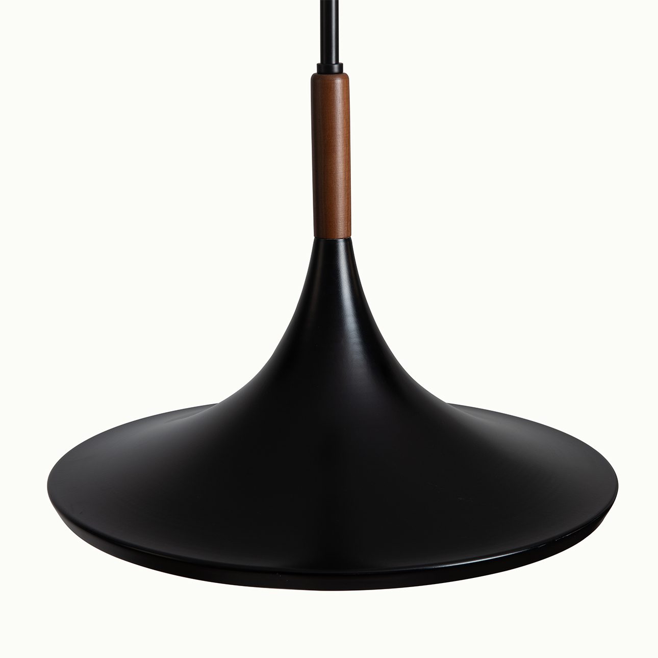 Lodi Pendant Light in Walnut and Black with Warm Glow