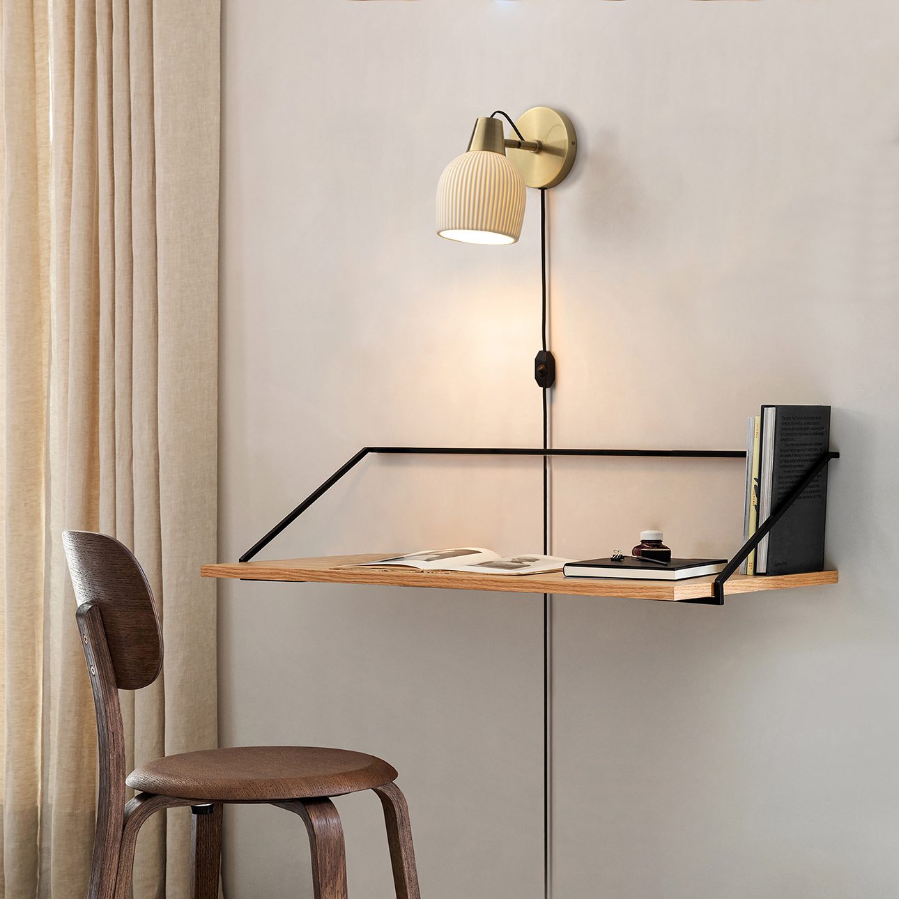 Petaluma Porcelain Wall Sconce with Brass Detail