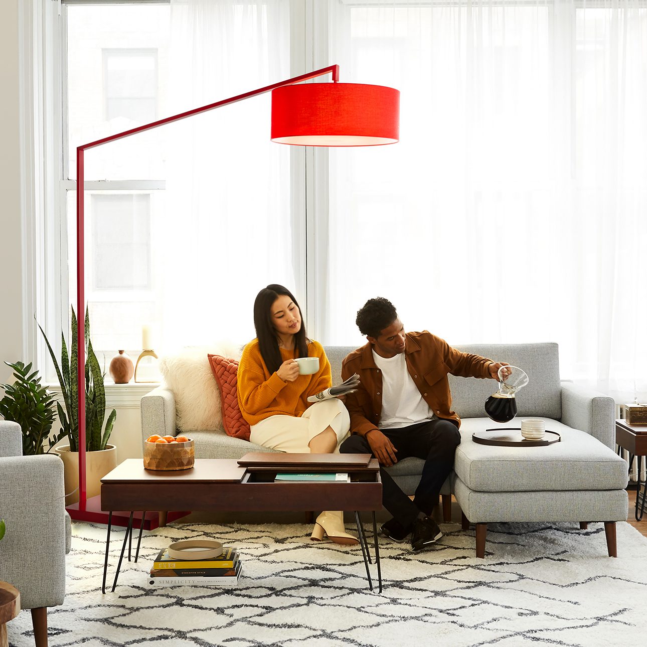 Stretch Arc Floor Lamp - Red, 87" Height