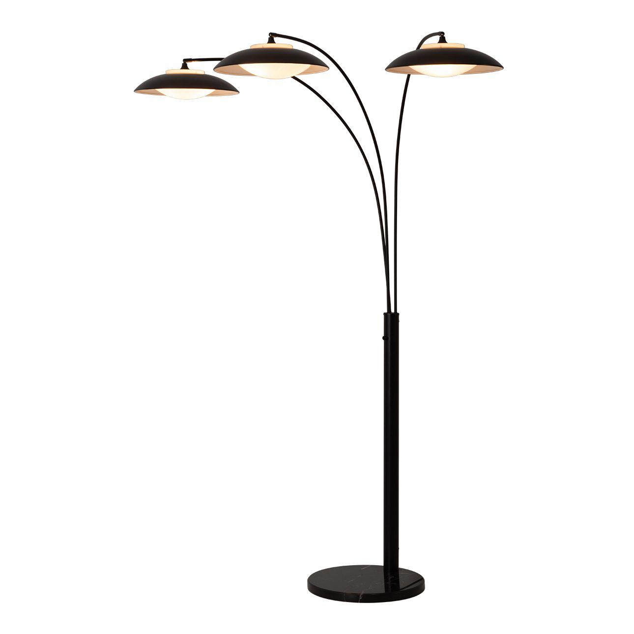 Saucer Three Light Arc Floor Lamp in Matte Black