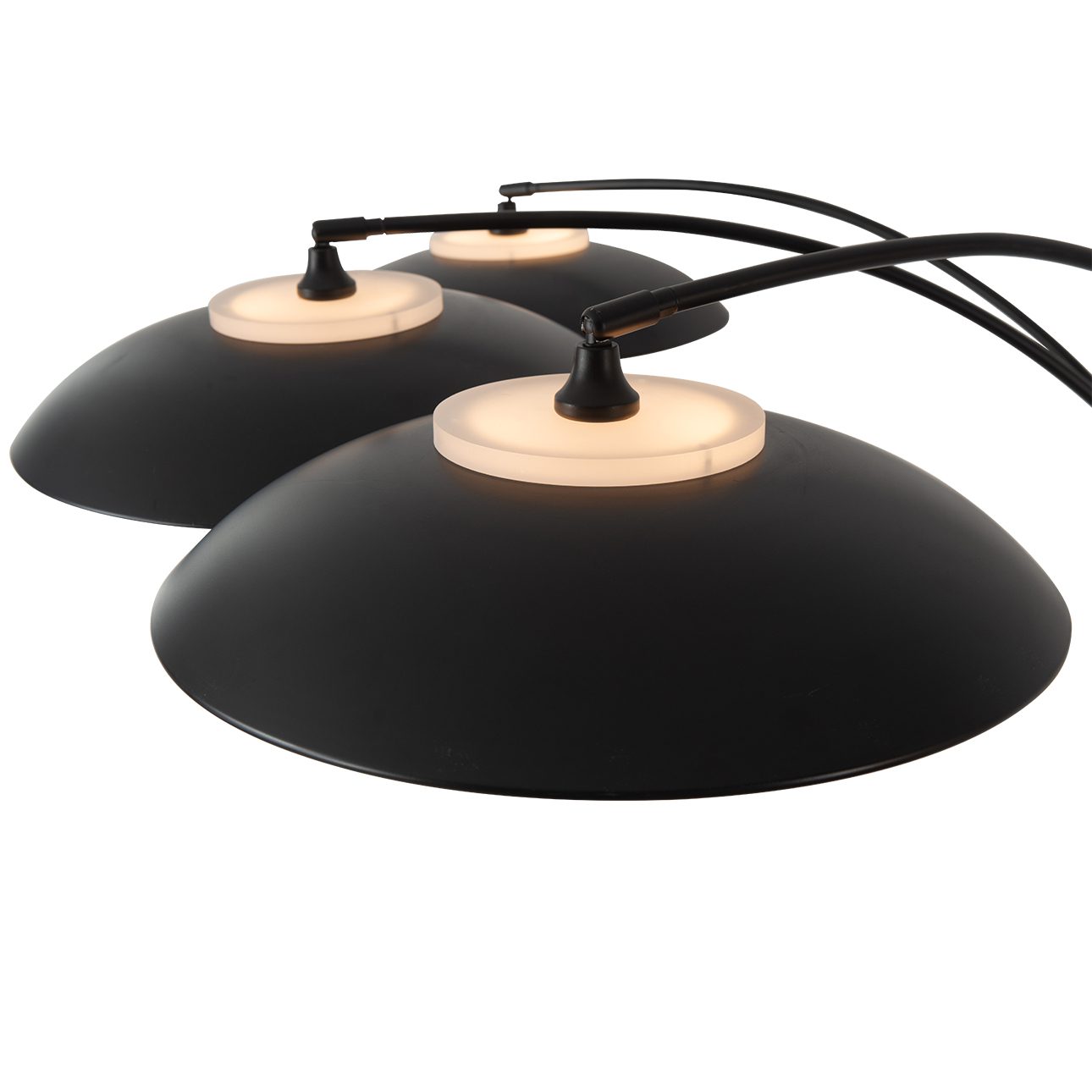 Saucer Three Light Arc Floor Lamp in Matte Black