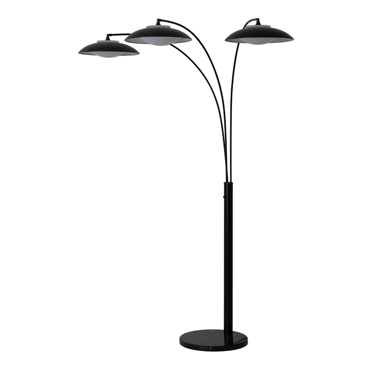 Saucer Three Light Arc Floor Lamp in Matte Black