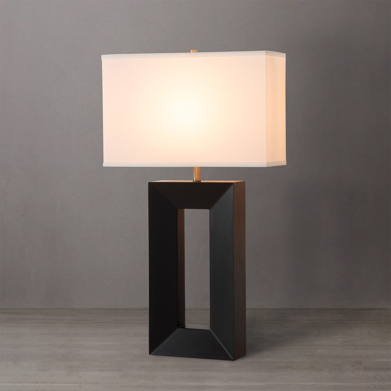 Julie Standing Table Lamp in Dark Walnut with Warm Glow