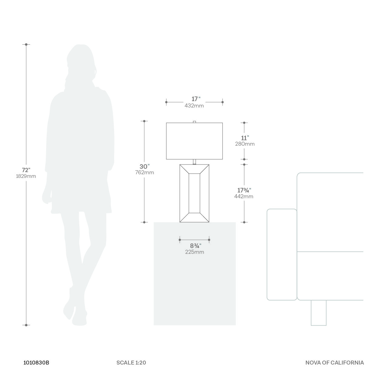 Julie Standing Table Lamp in Dark Walnut with Warm Glow