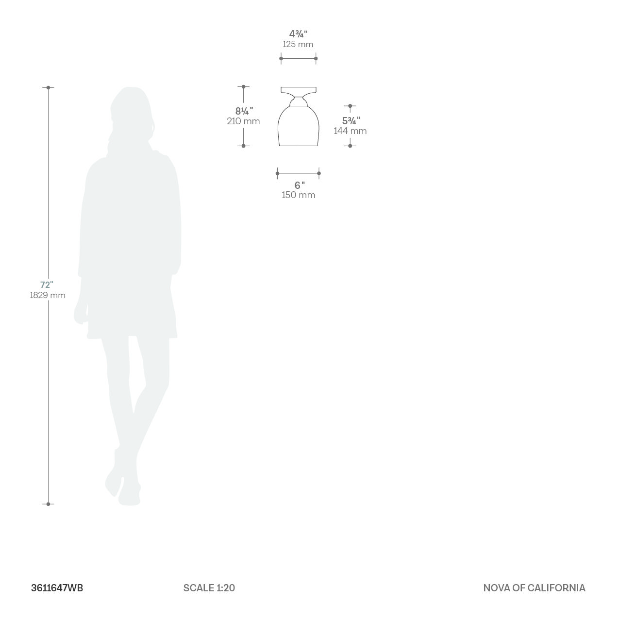 Petaluma Porcelain Semi Flush Mount Ceiling Light