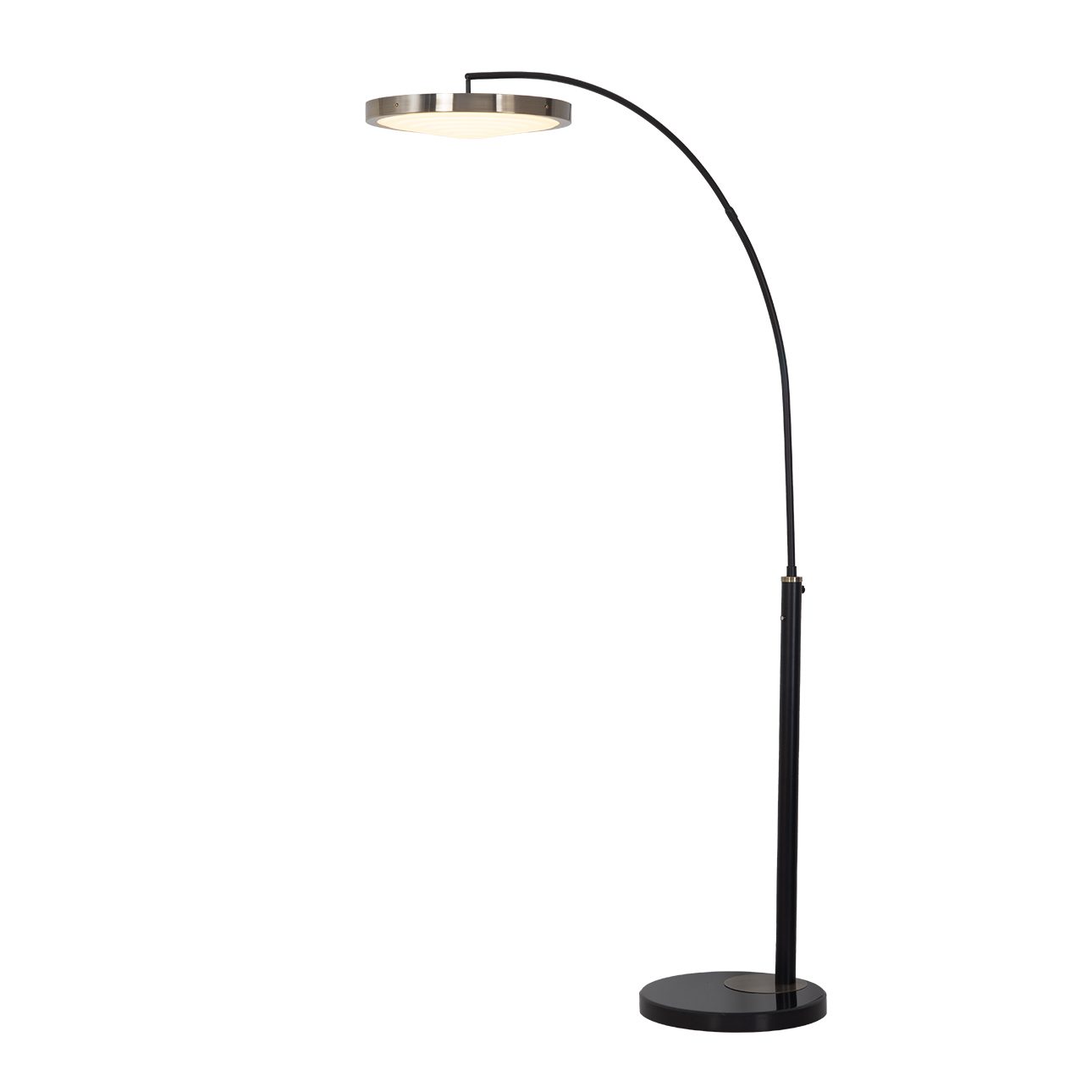 Redondo One Light LED Arc Floor Lamp in Black and Brass